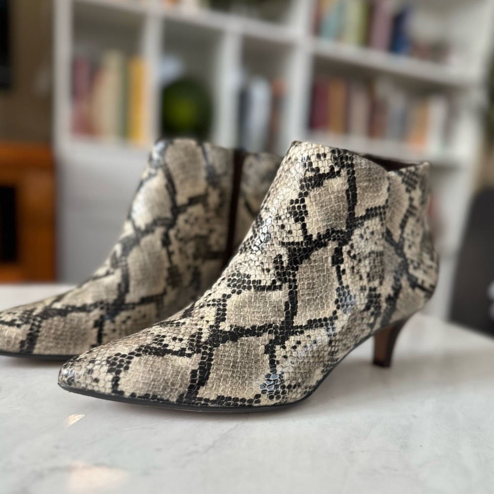Clarks Snakeskin Pattern Ankle Booties